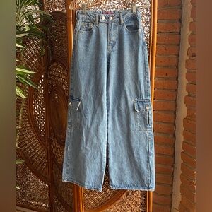 Edikted Blue Denim Wide Leg Hem Frayed  Women's Jeans Size XS